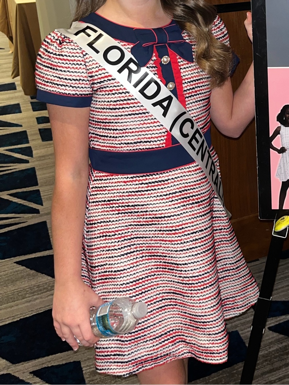 Girls' Navy & Red Striped Bow-Accent Dress